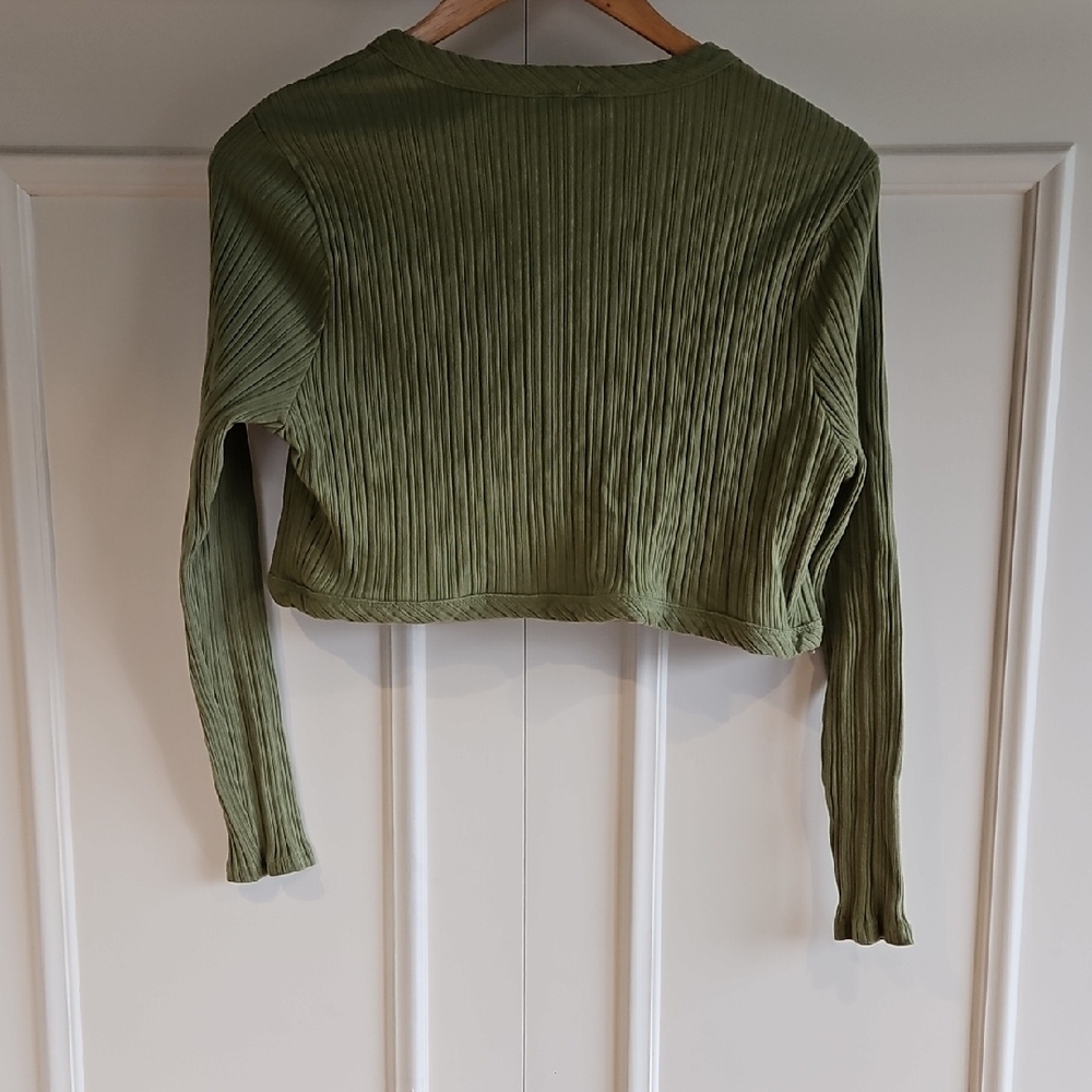Open Front Ribbed Cropped Cardigan - Picture 4 of 4